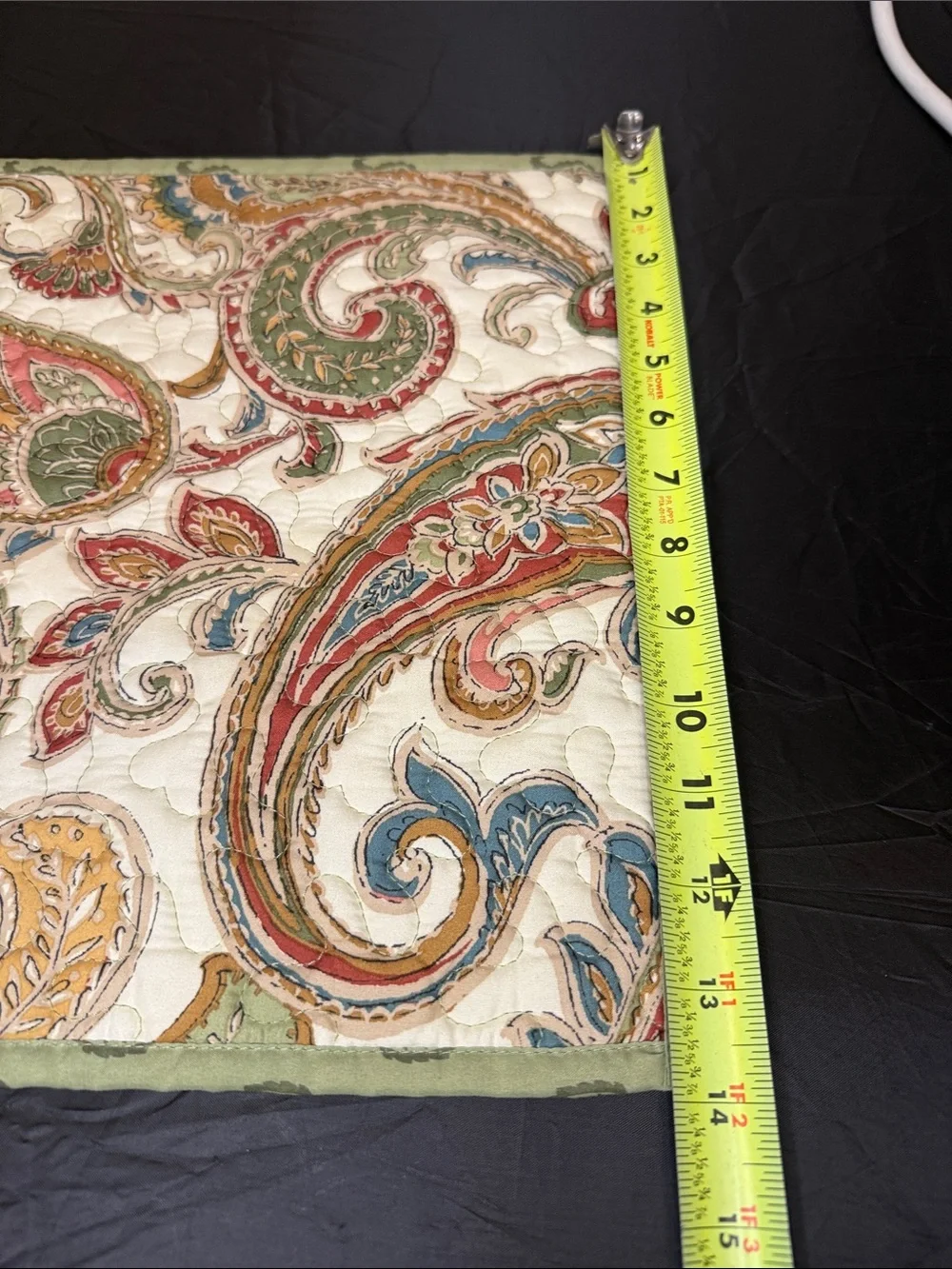 6 Paisley Quilted placements Cream, Green, Red, Blue very pretty vintage